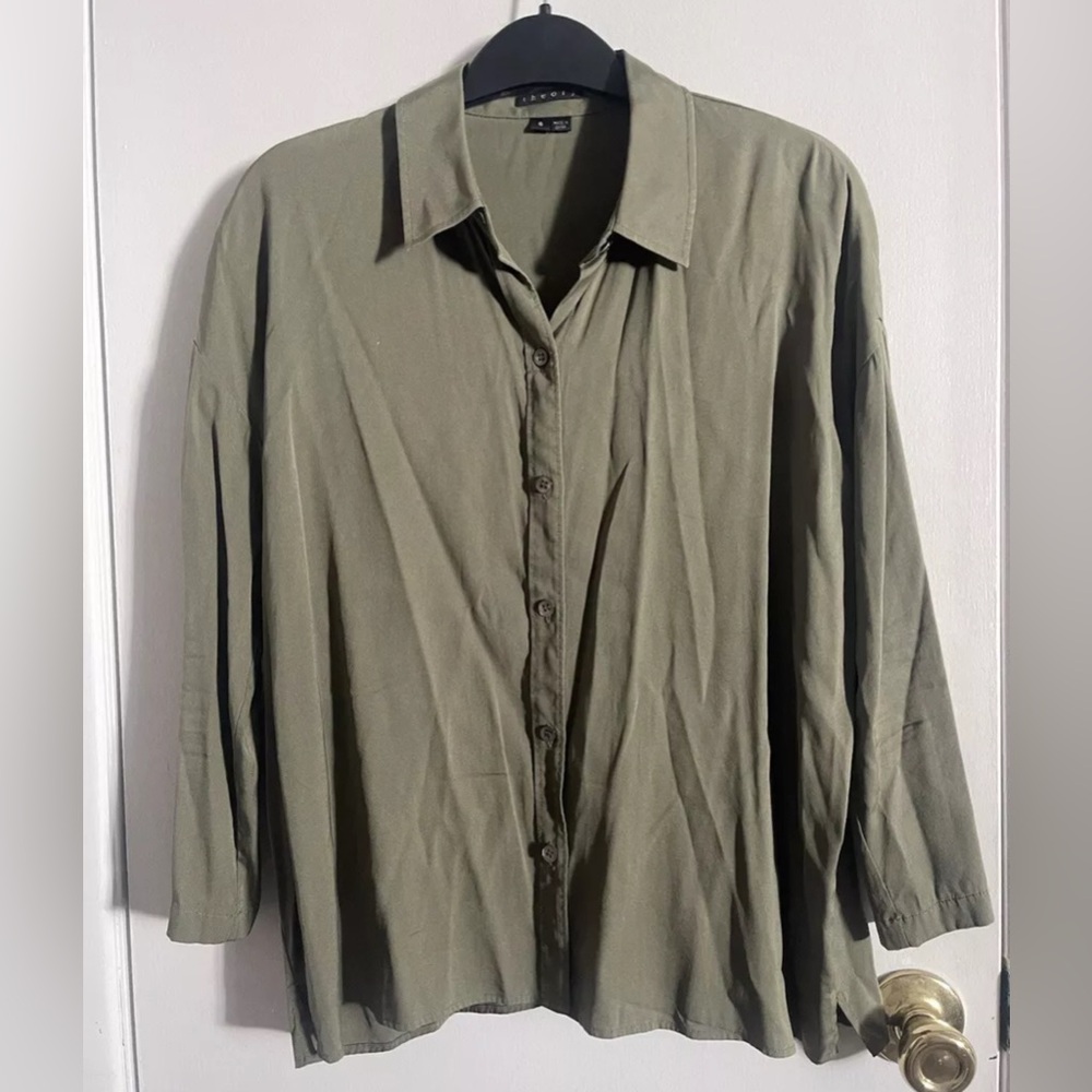 Theory silk button down shirt